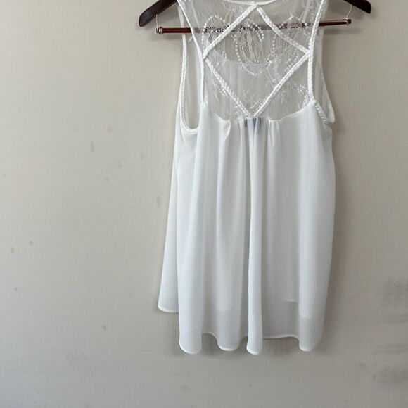 TORRID 0 Chiffon  Braided Lacy Hi/Lo Top - Picture 11 of 11